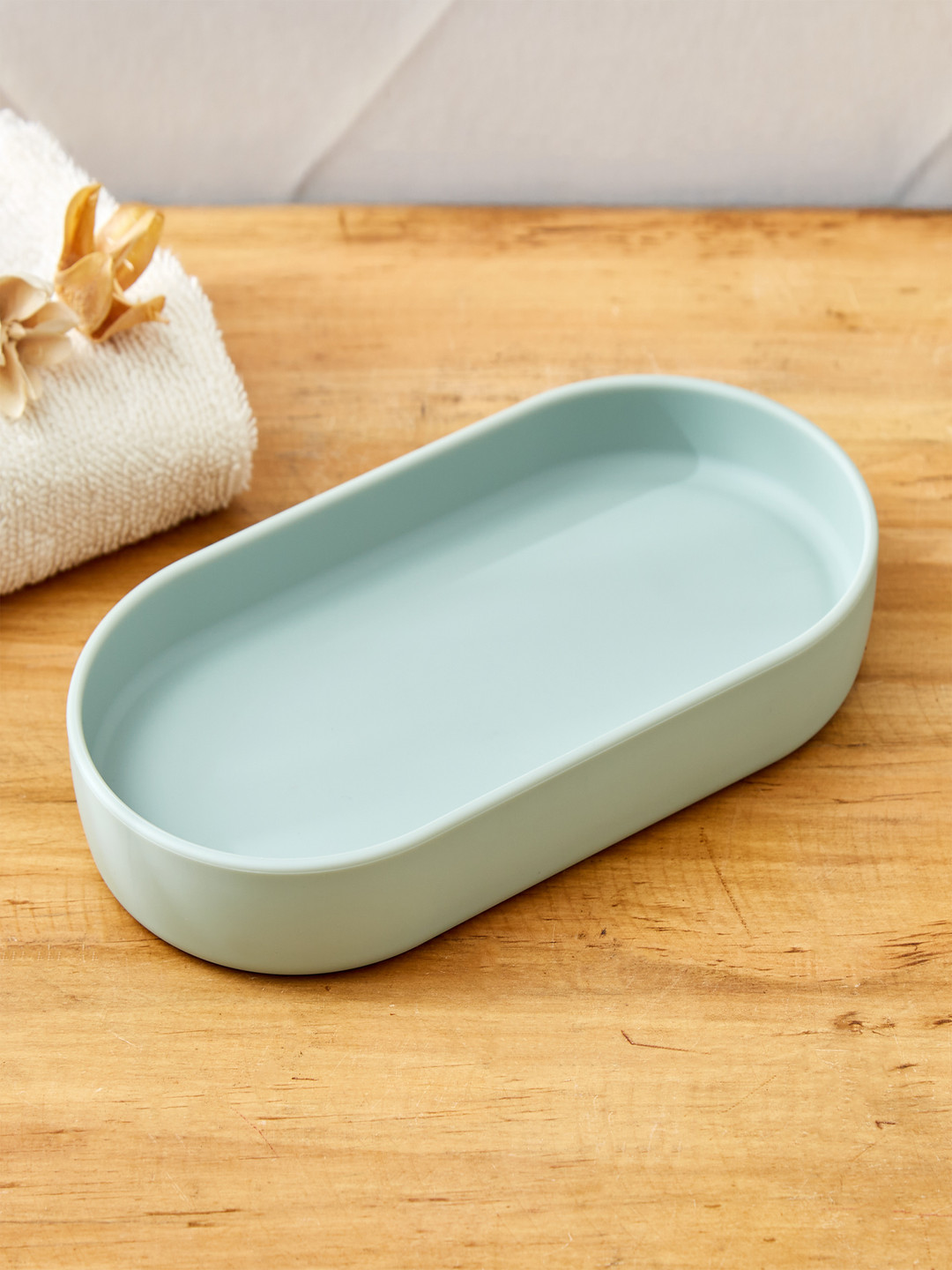 Home Centre Jumbo Green Textured Matte Bath Accessories Set