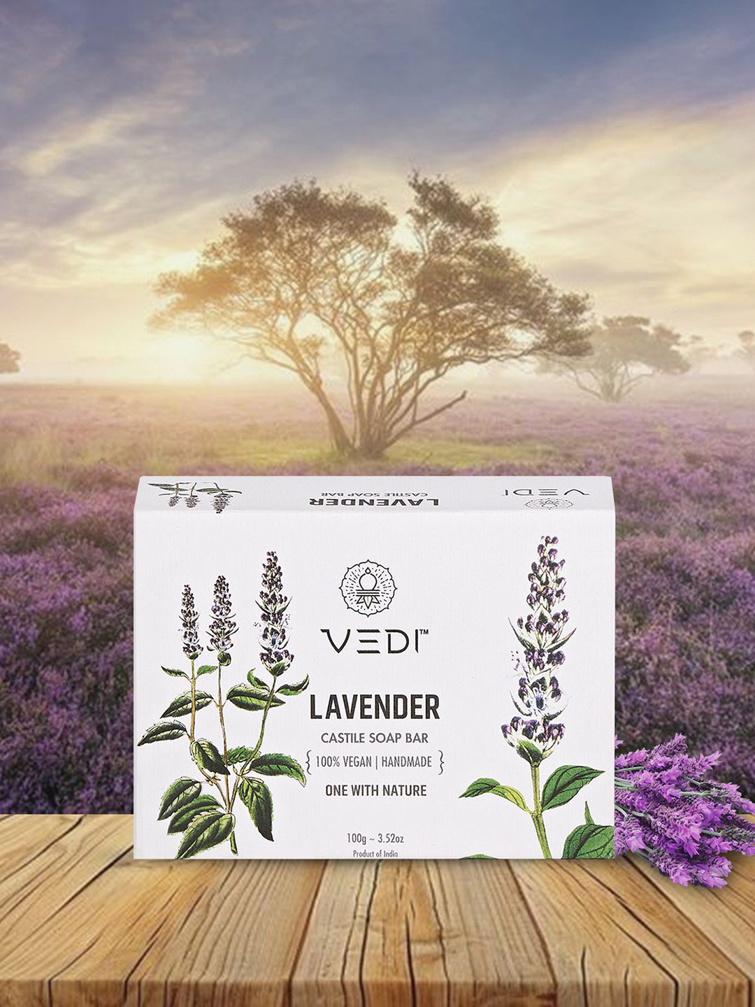 Vedi Herbals Lavender 100% Natural Deep Cleansing Castile Soap Bar - 100 g
