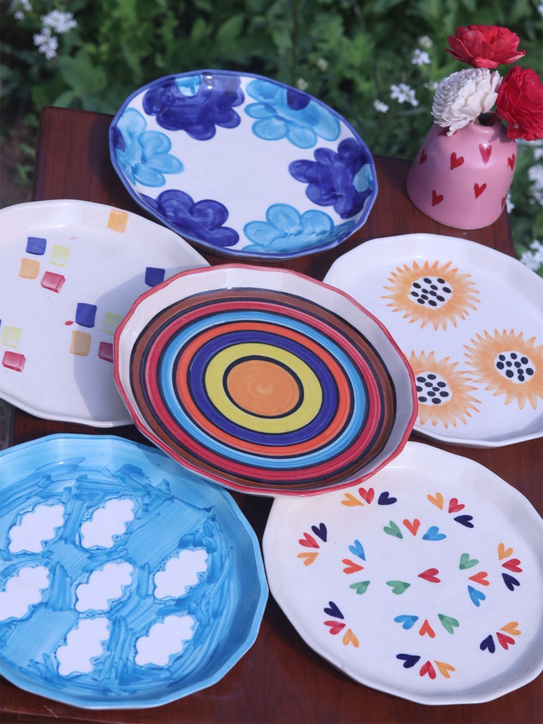 WEAVING HOMES White & Blue 6 Pieces Pastel Delight Snack Plates