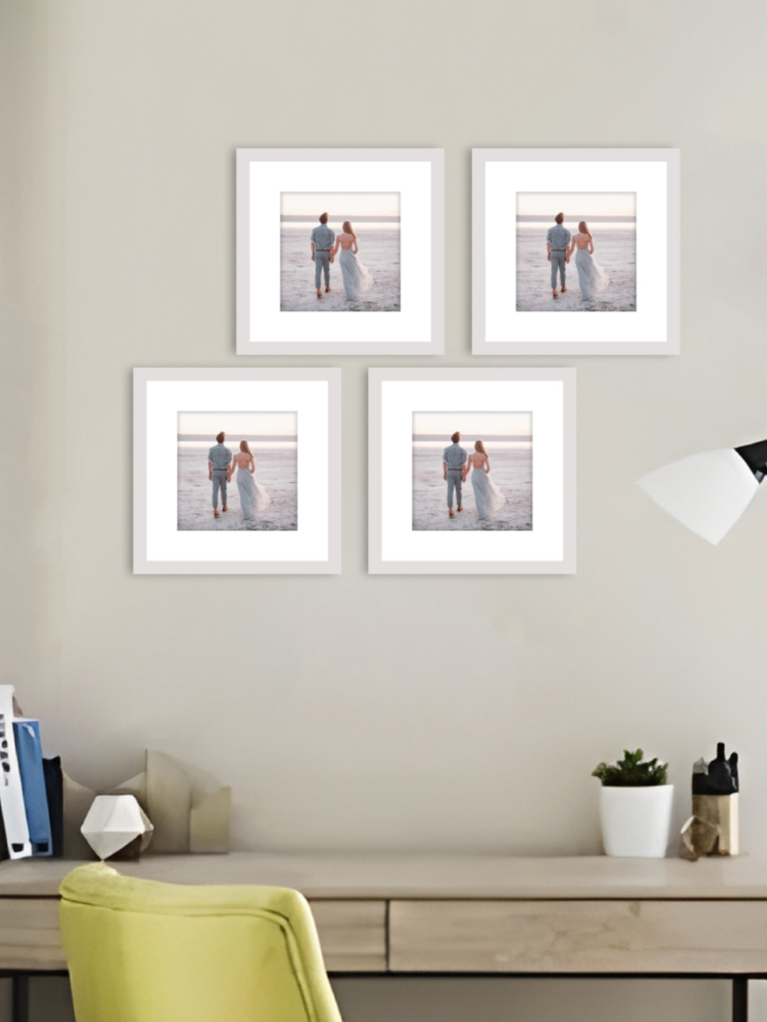Art Street White 4 Pieces Wooden Square Wall Photo Frames