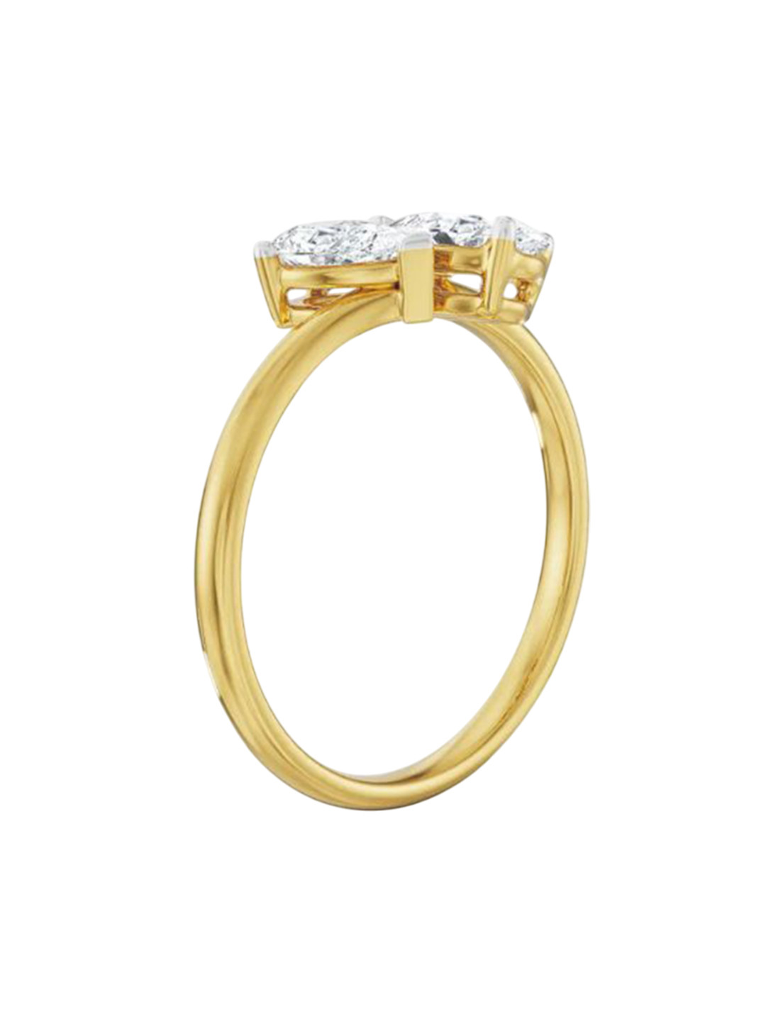 Emori Two Stone Pear Solitaire Lab Diamond in 14KT Gold Ring