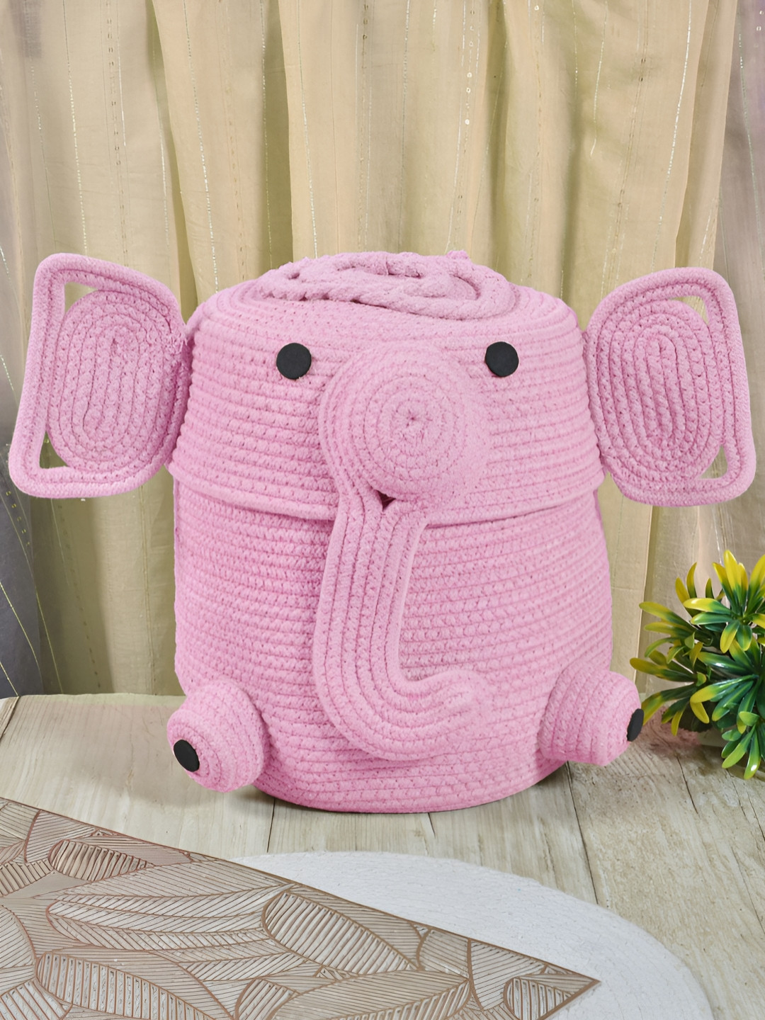 FABINALIV Pink Cartoon Design Reusable Multi-Utility Cotton Organiser With Lid