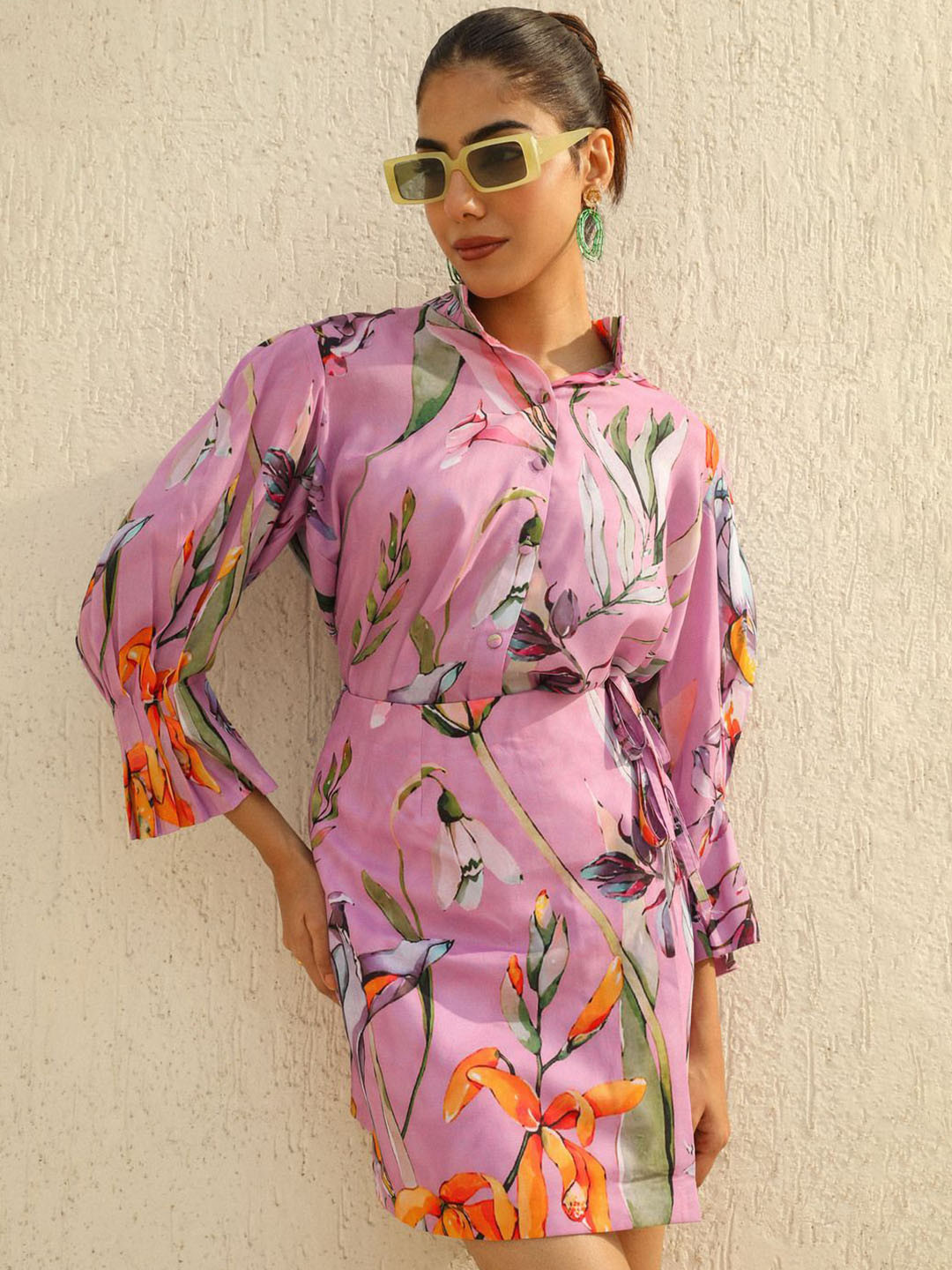 YA-SA Printed Cotton Wrap Above Knee Skirts