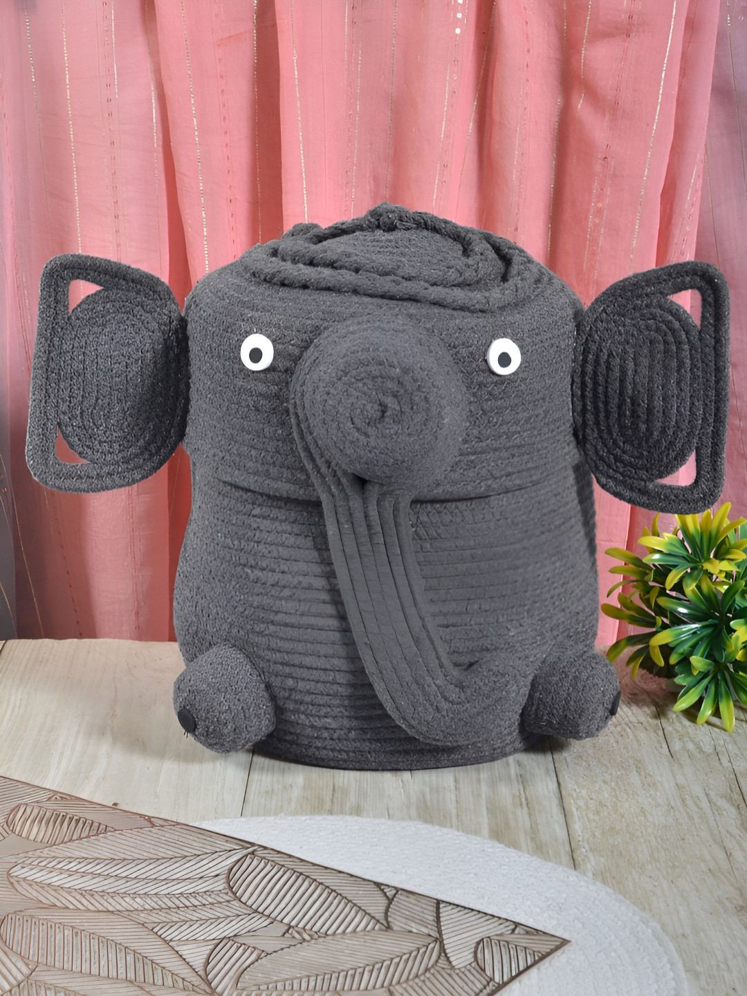 FABINALIV Black Cartoon Design Reusable Multi-Utility Cotton Organiser With Lid