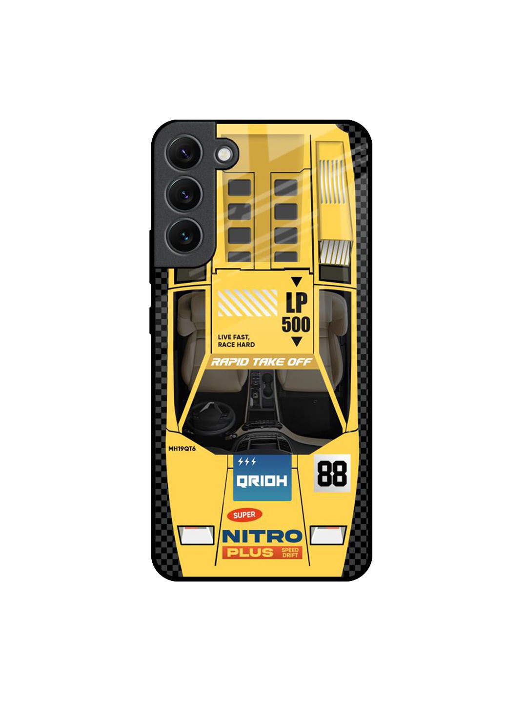 QRIOH Yellow Racing Car Printed Samsung Galaxy S22 Plus Back Case
