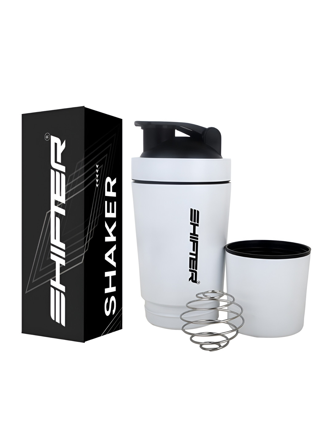 SHIFTER White & Black Brand Logo Printed Stainless Steel Shaker Water Bottle-700 ml