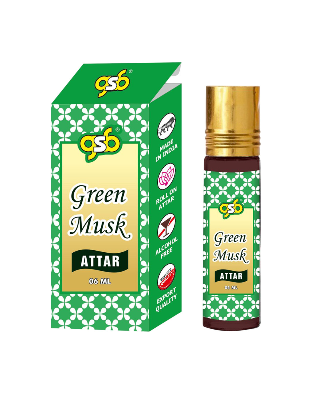 GSB Green Musk Alcohol Free & Long Lasting Roll On Attar - 6 ml