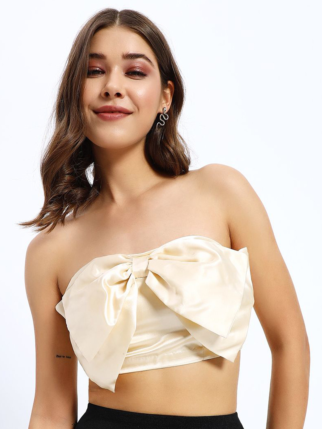 Sugercandy Print Satin Tube Crop Top