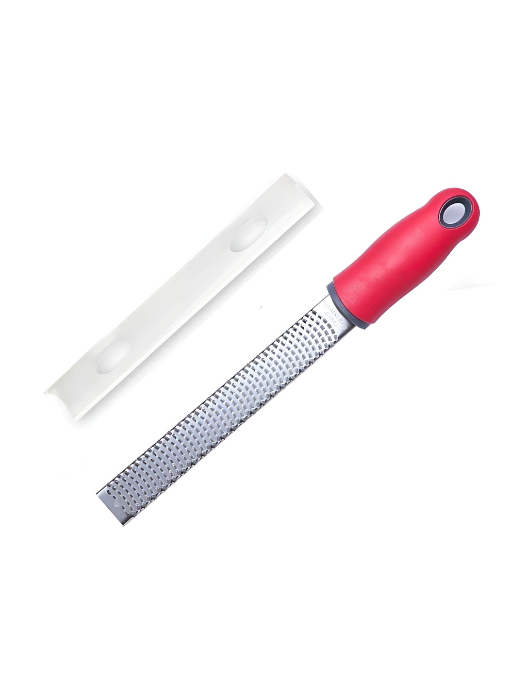 Baskety Red Stainless Steel  Lemon Long Non Slip Zester & Cheese Grater With Guard