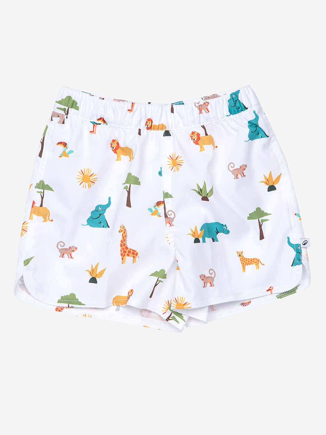 Decathlon NABAIJI - Kids White Animal Printed Quick-Dry Swimming Shorts