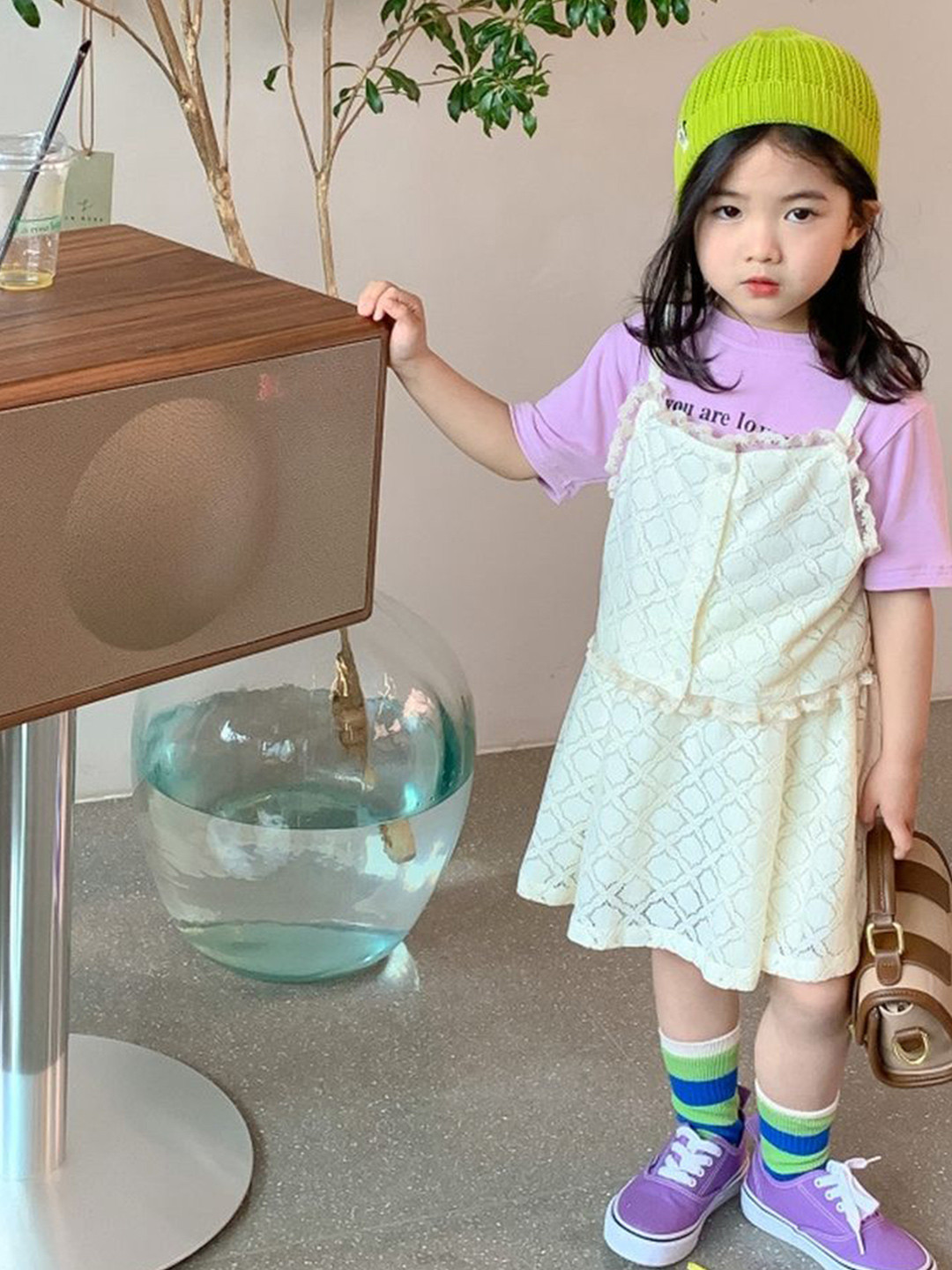 LULU & SKY Girls Self Design Sleeveless Cotton Top With Skirt With T-Shirt