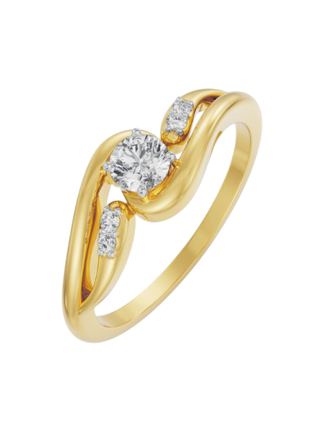 Emori Twisted Ahana Solitaire Lab Diamond in 14KT Gold Ring