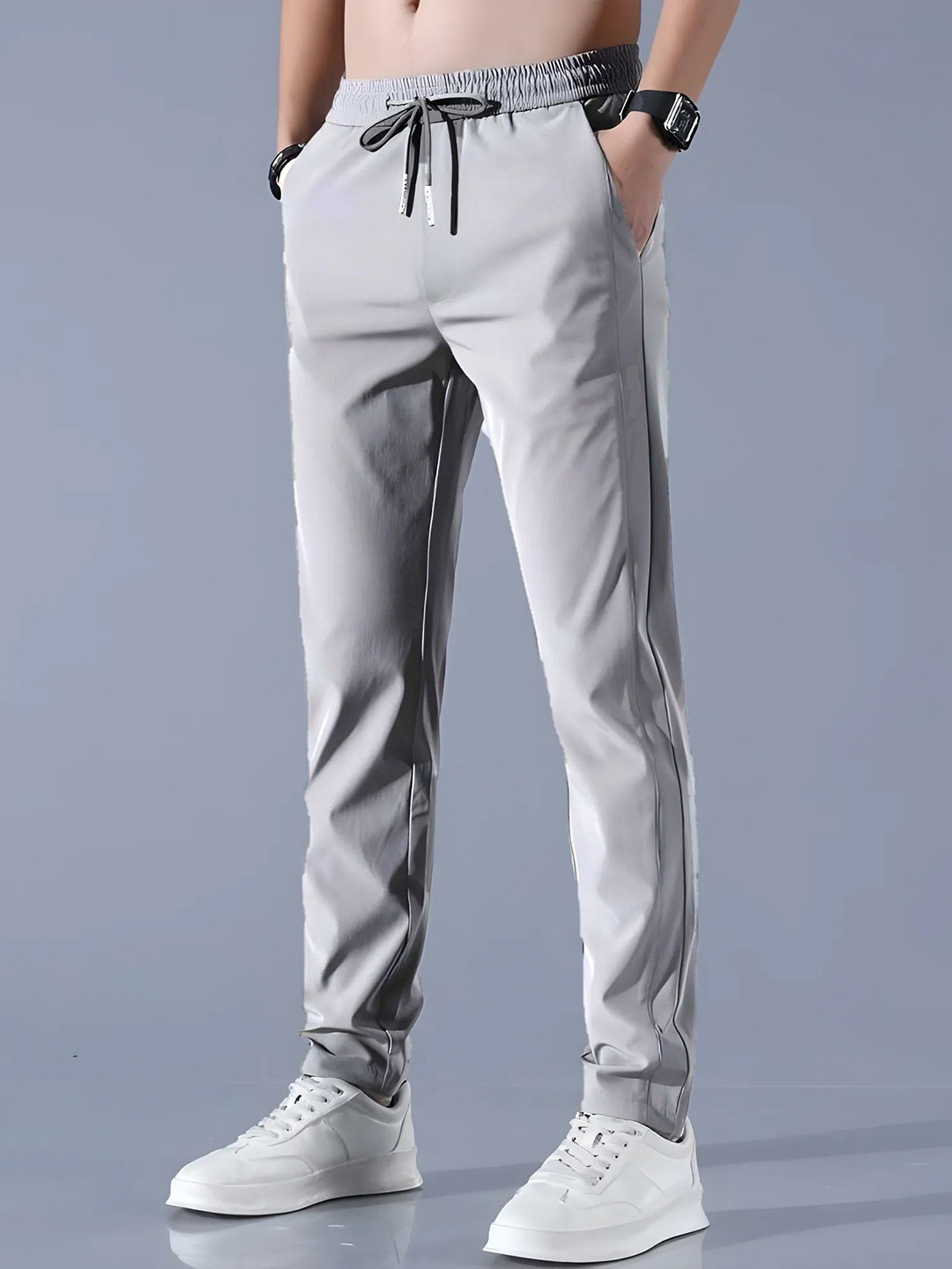 SYMVI Men DryFIT Mid-Rise Track Pants With Zipper Pocket