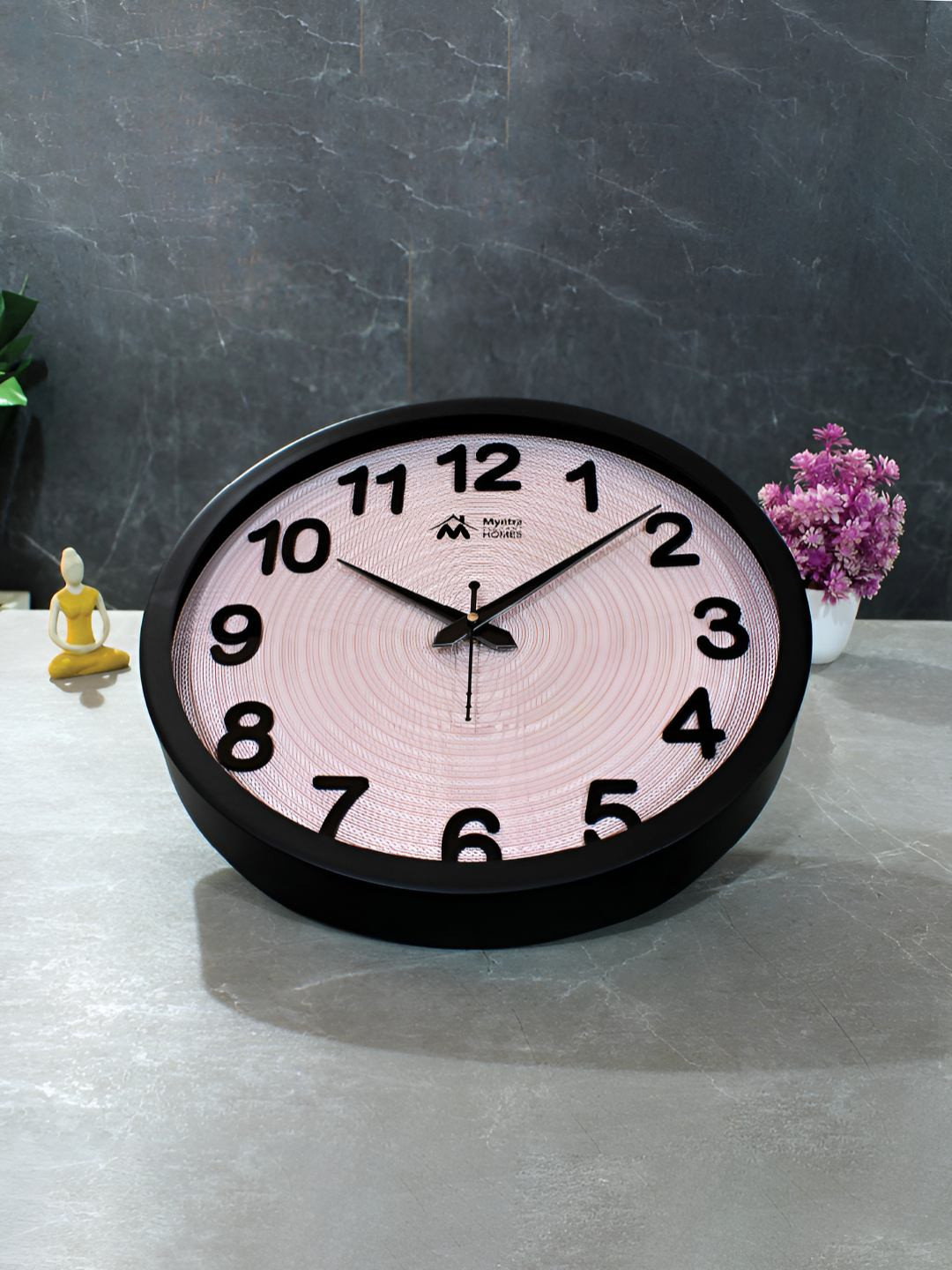Myntra Elegant Homes Pink Printed Analogue Round Contemporary Sweep Silent Wall Clock