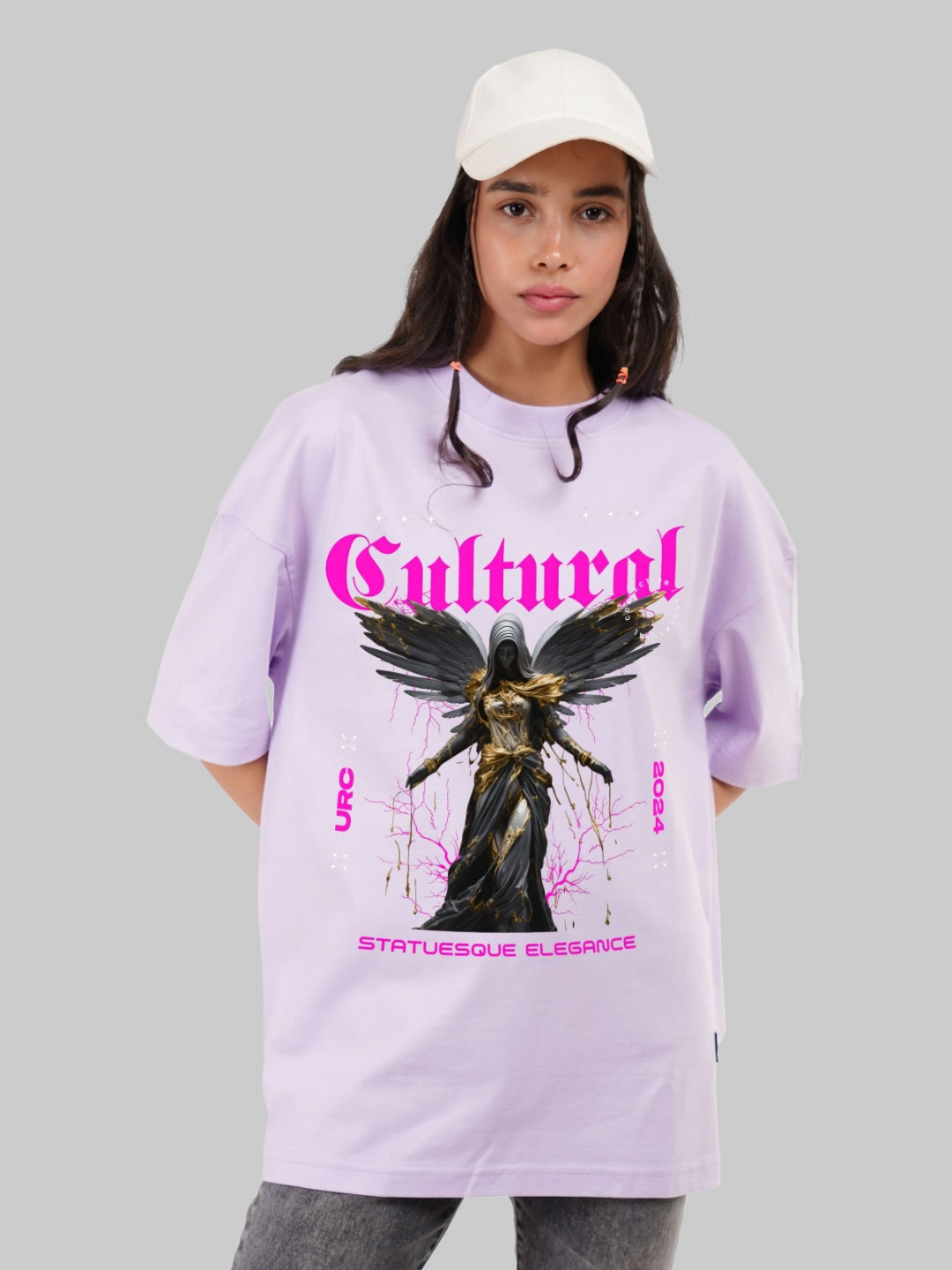 Underrated Club Women Bio Finish Graphic Printed Round Neck Cotton Oversized T-shirt