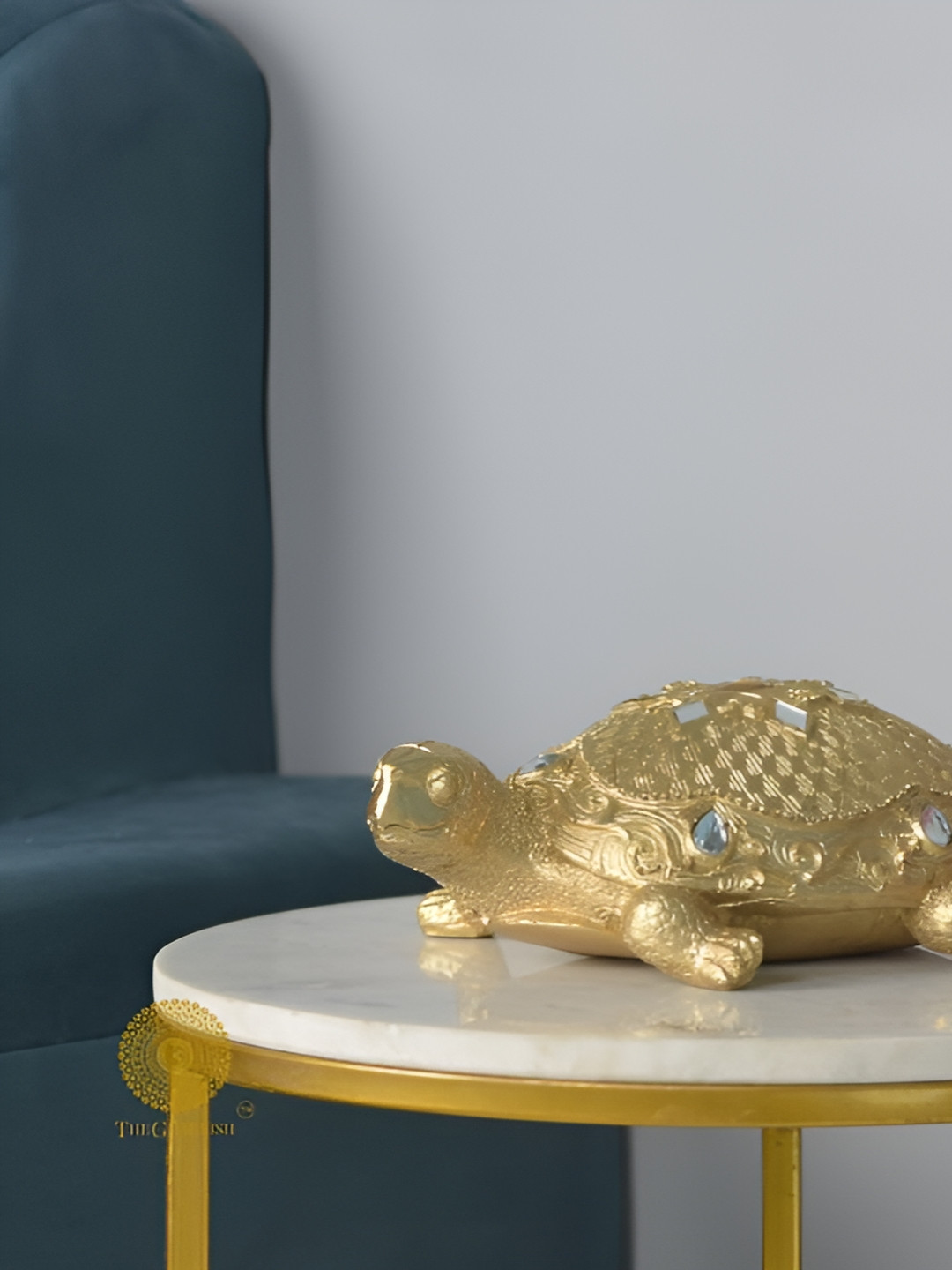 The Gharnish Tortoise Gold Polyresin Natural Living Room Medium Showpiece -