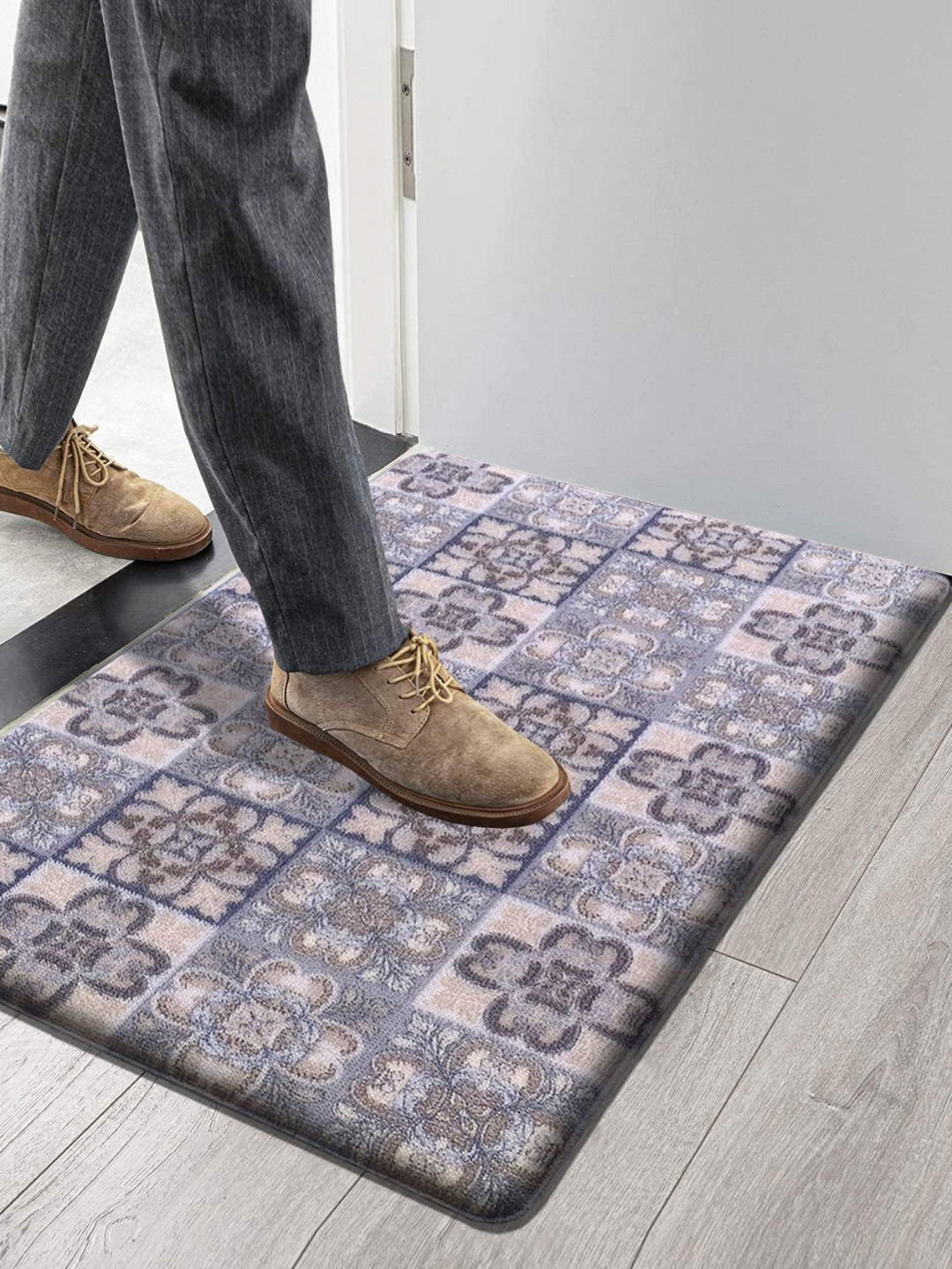 LUXEHOME INTERNATIONAL Purple & Beige Ethnic Motifs Printed Anti-Skid & Fatigue Doormat