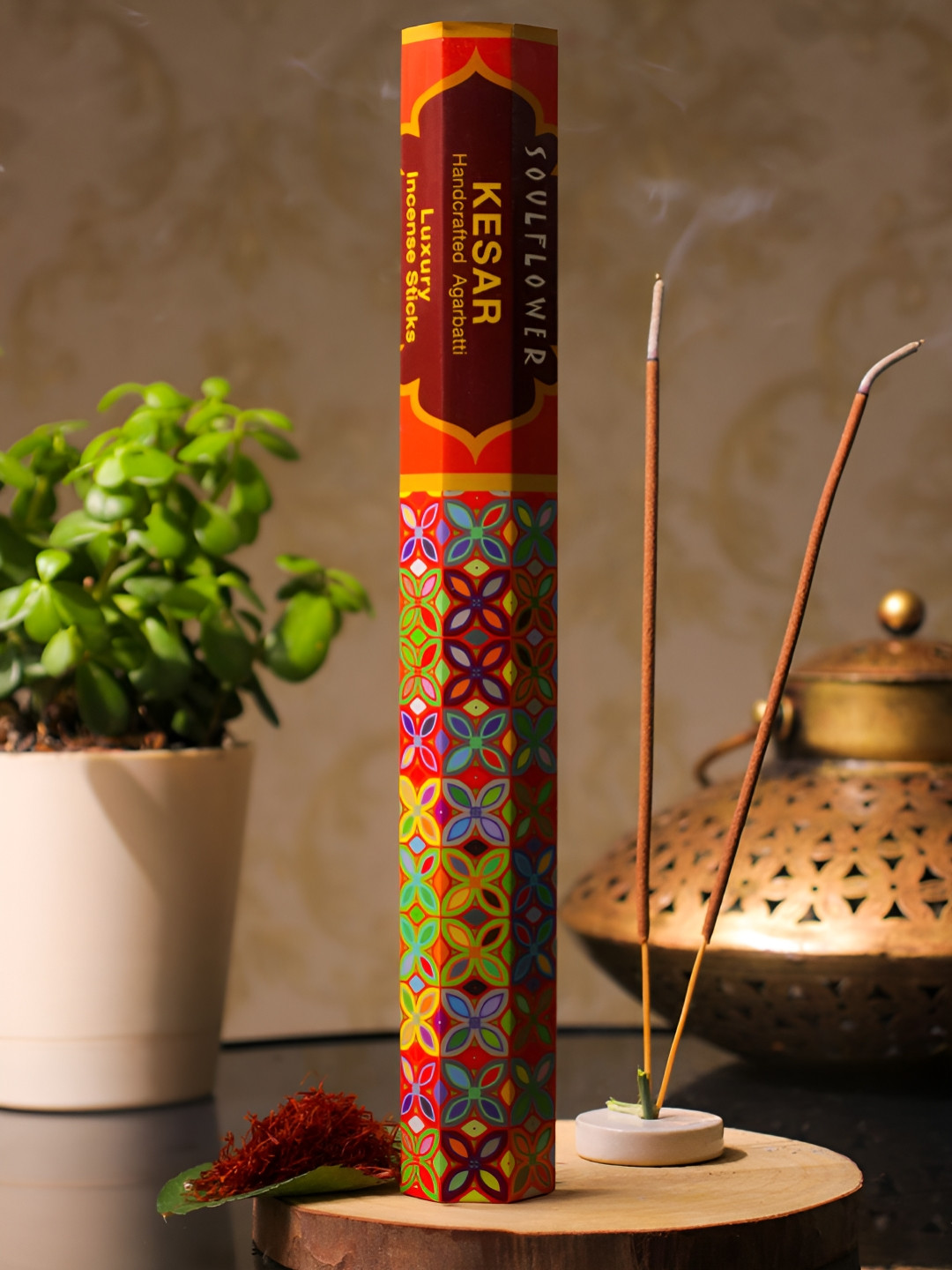 Soulflower Yellow Kesar Luxury Agarbattis - 20 Sticks