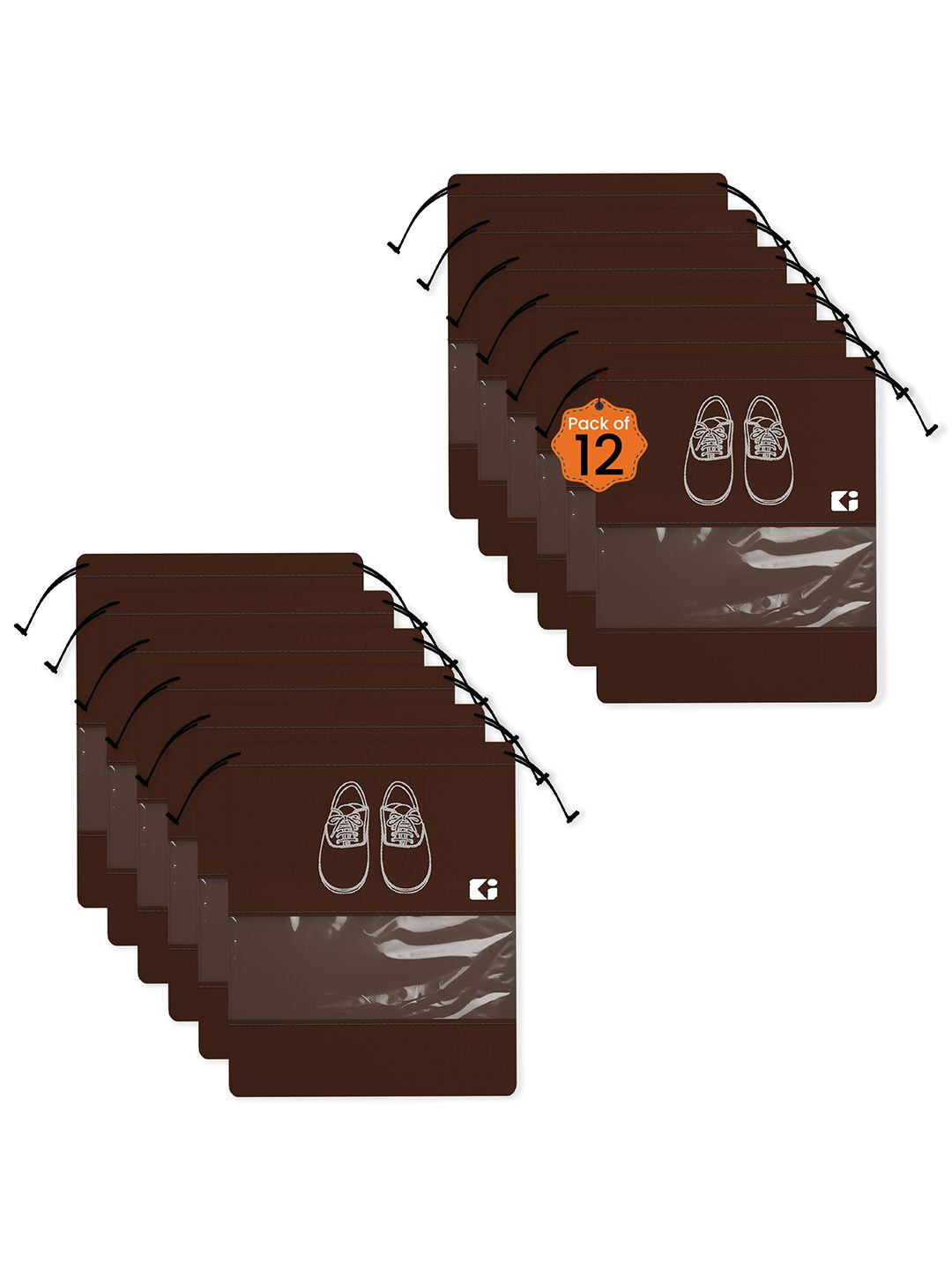 Kuber Industries Coffee Brown & White 12 Pieces Regular Travel Shoes Organisers
