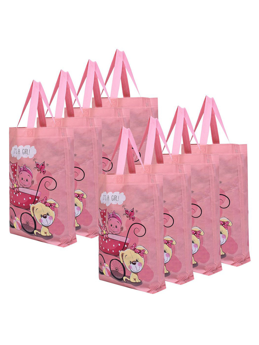 Kuber Industries 8 Pcs Printed Non-Woven Shopping Gift Bag Shopper Tote Bag