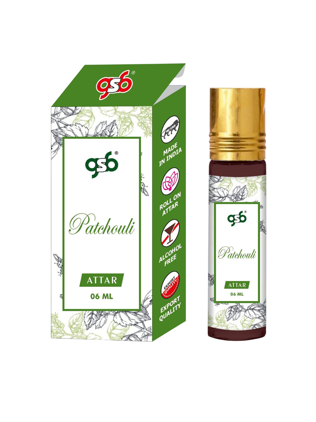 GSB Patchouli Alcohol Free Long Lasting Roll On Attar - 6 ml