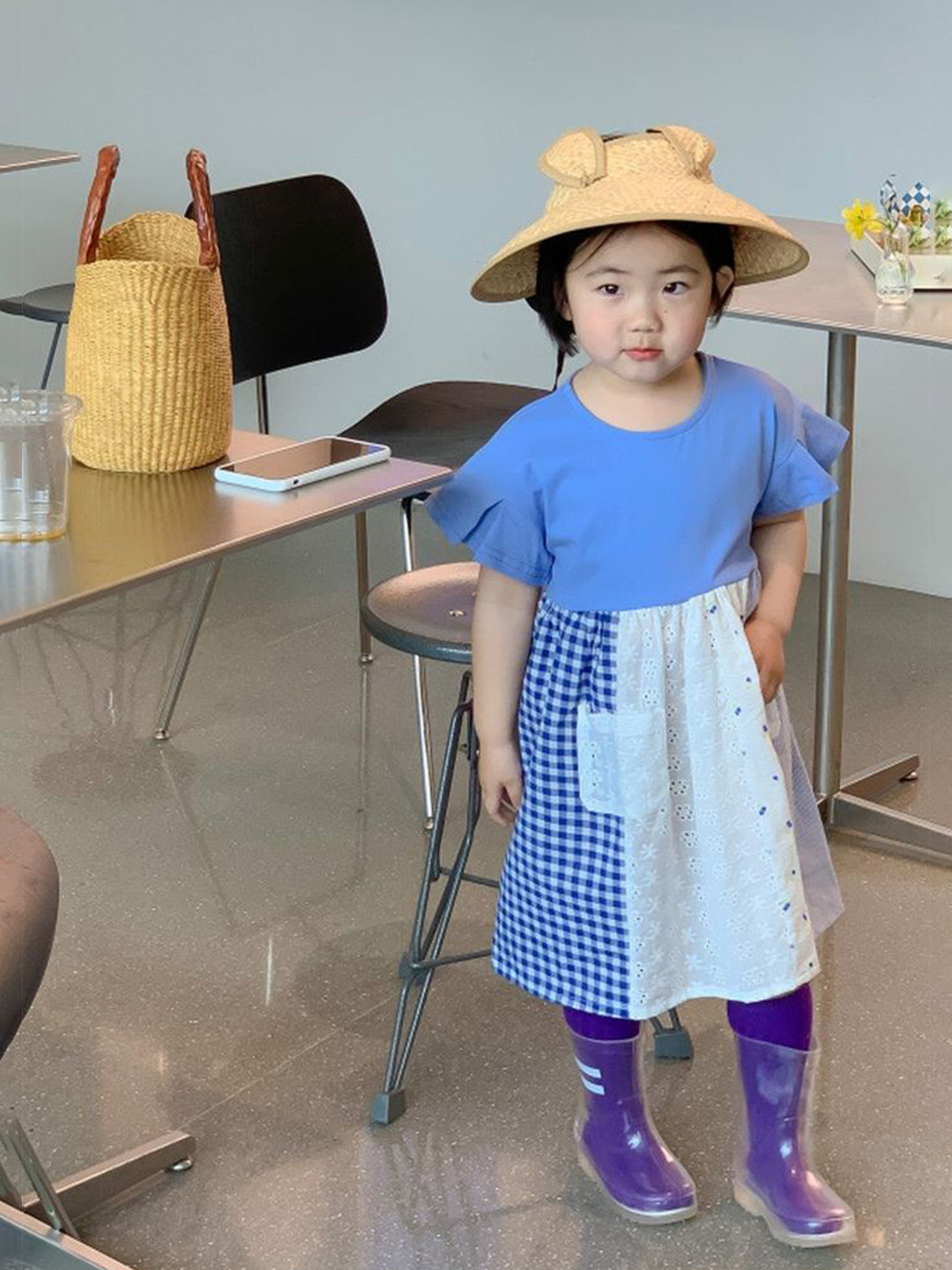 LULU & SKY Girls Patchwork Flared Sleeve Fit and Flare Dress