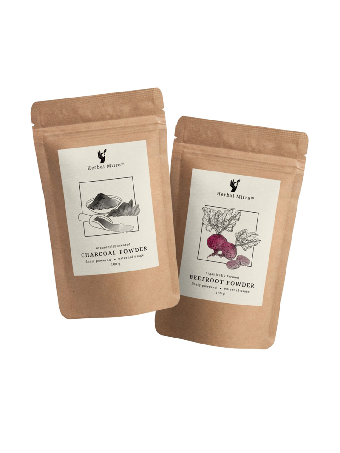 Herbal Mitra Set Of 2 Charcoal Powder & Beetroot Powder For Face Pack - 100 g Each