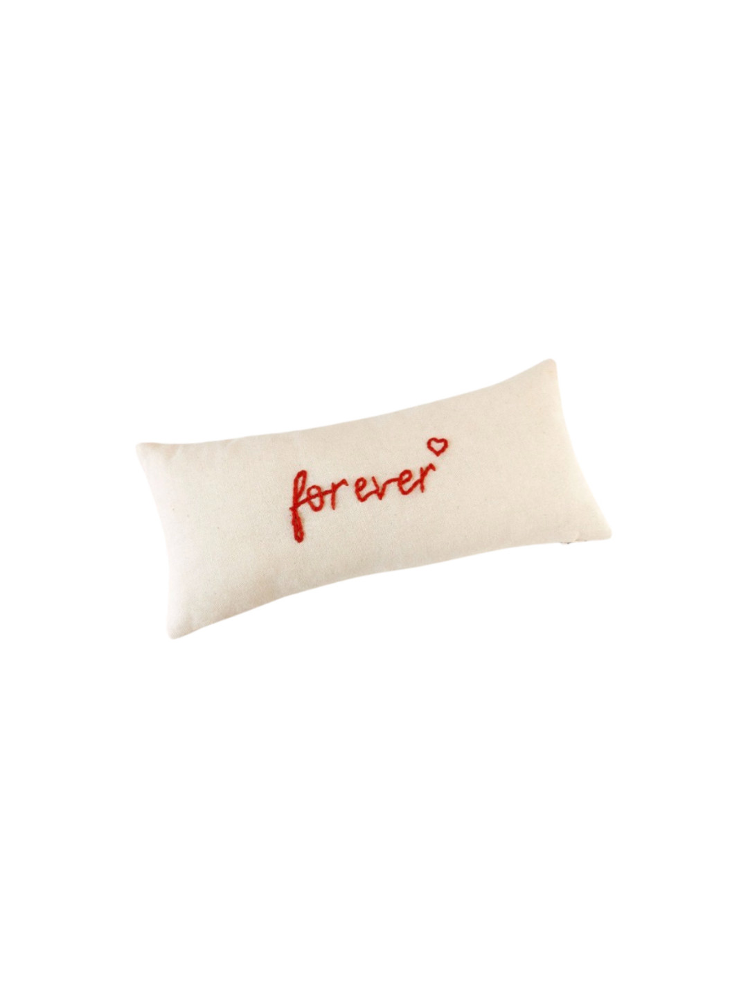 THROWPILLOW Off-White & Red Embroidered Rectangle Valentines Cushion Cover