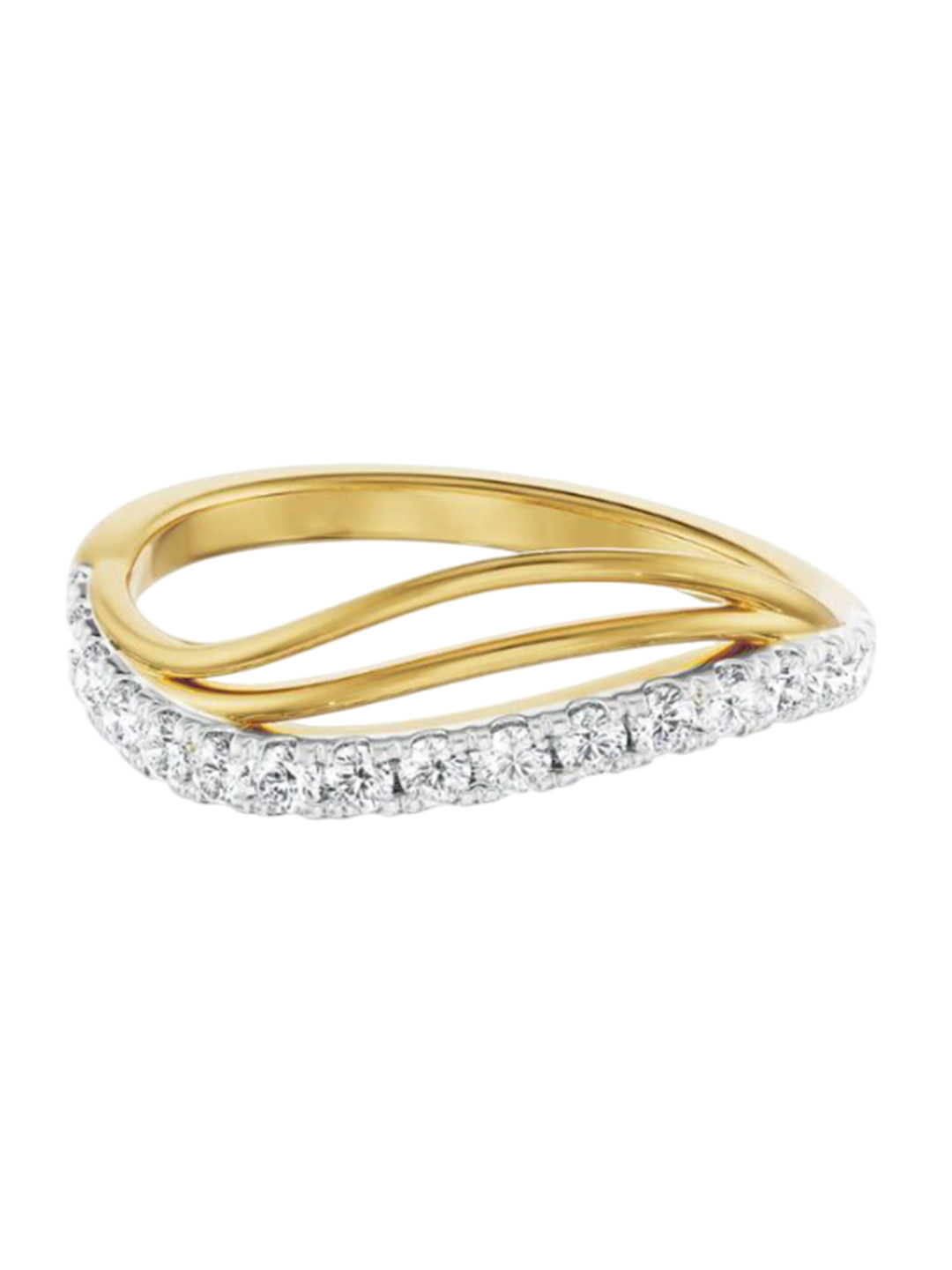 Emori Wavy Kristal Lab Diamond in 14KT Gold Band