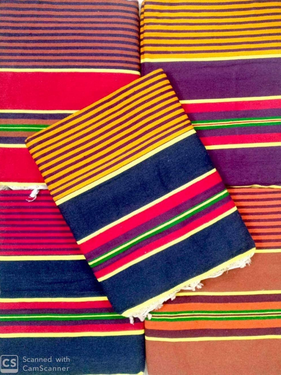 AMRO BEAUTILITY NEEDS Yellow & Blue Striped Sqaure Shaped Dhurries