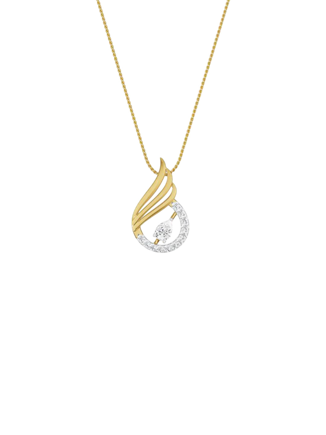 Emori Pear Swan Lab Diamond in 14KT Gold Pendant