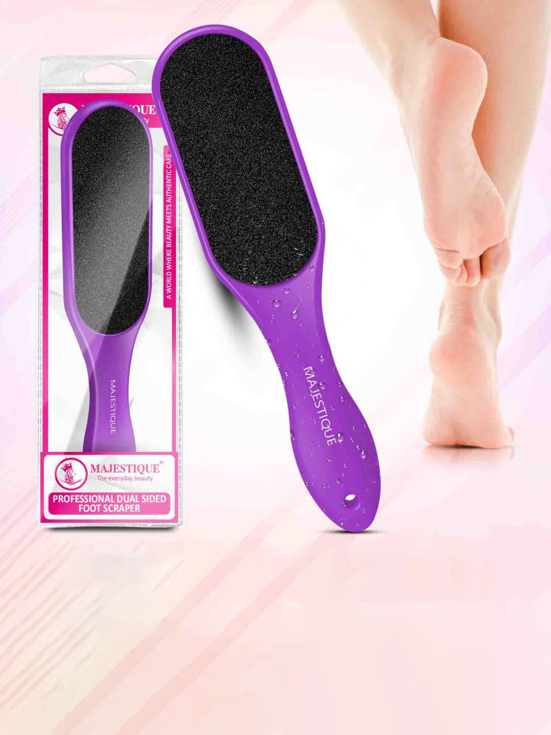 MAJESTIQUE Professional Dual Sided Foot Scraper With Handle Grip