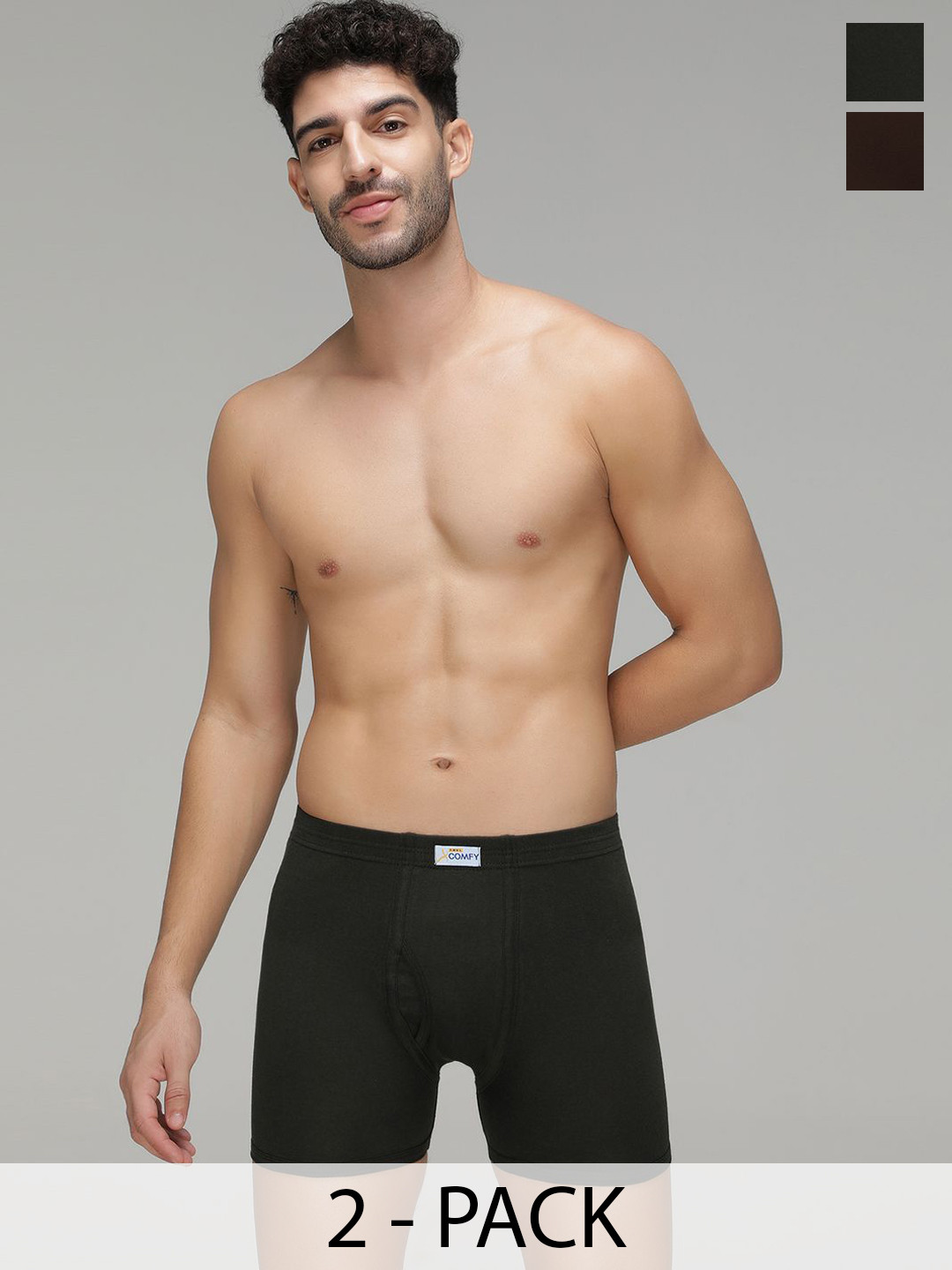 Amul Comfy Pack Of 2 Pure Cotton Long Trunks AC-FCTRIE-CB-OG-S-2PC