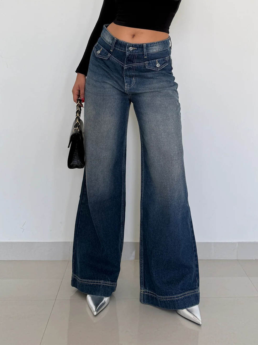 Off Duty India Women High-Rise Light Fade Stretchable Flared Jeans