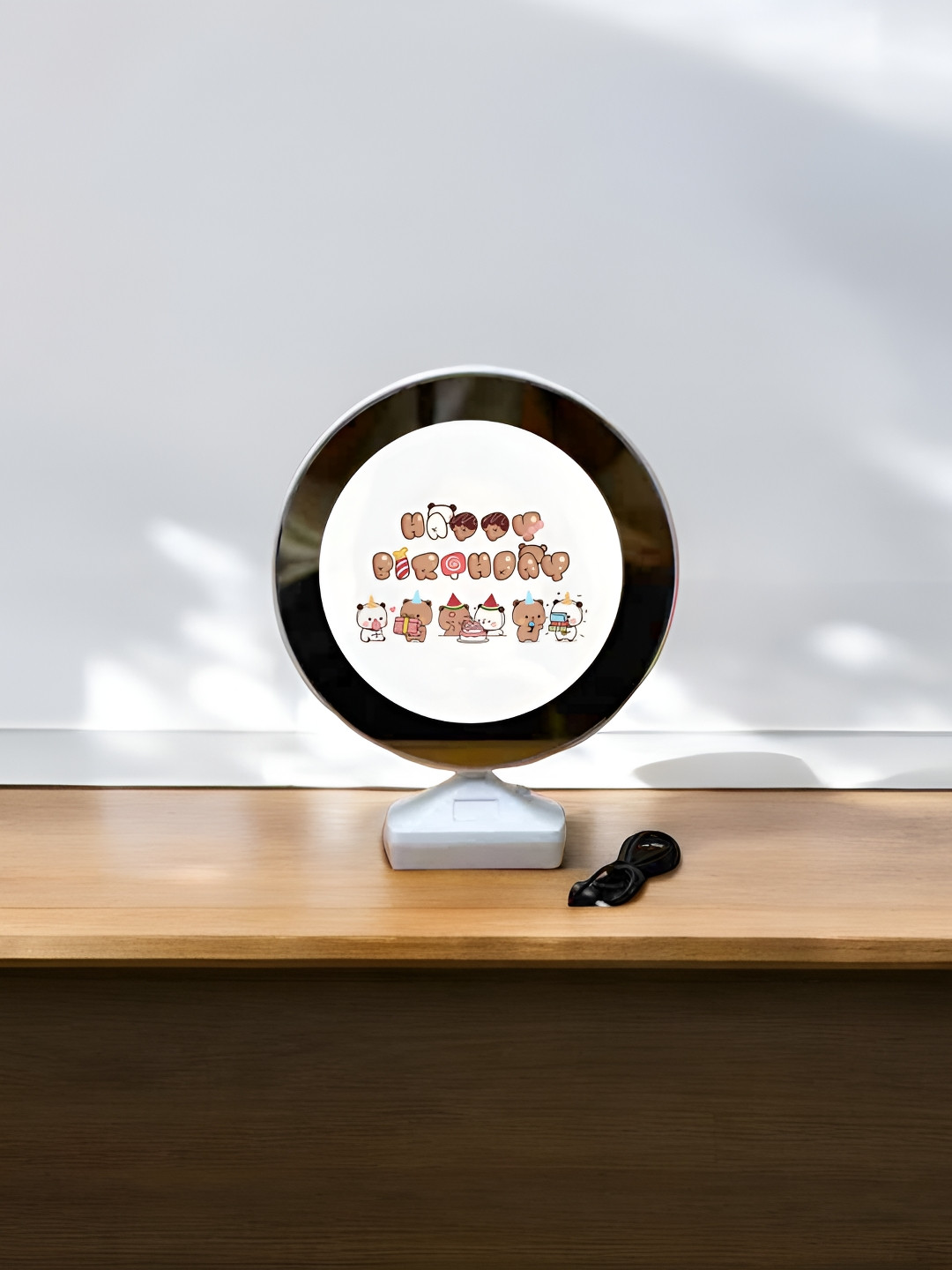 Anikmart Premium Designed White & Black Self Design Circular Shaped Table Photo Frames