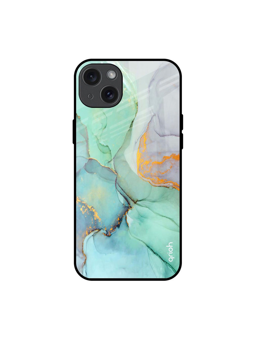QRIOH Green Marble Printed iPhone 15 Plus Back Case