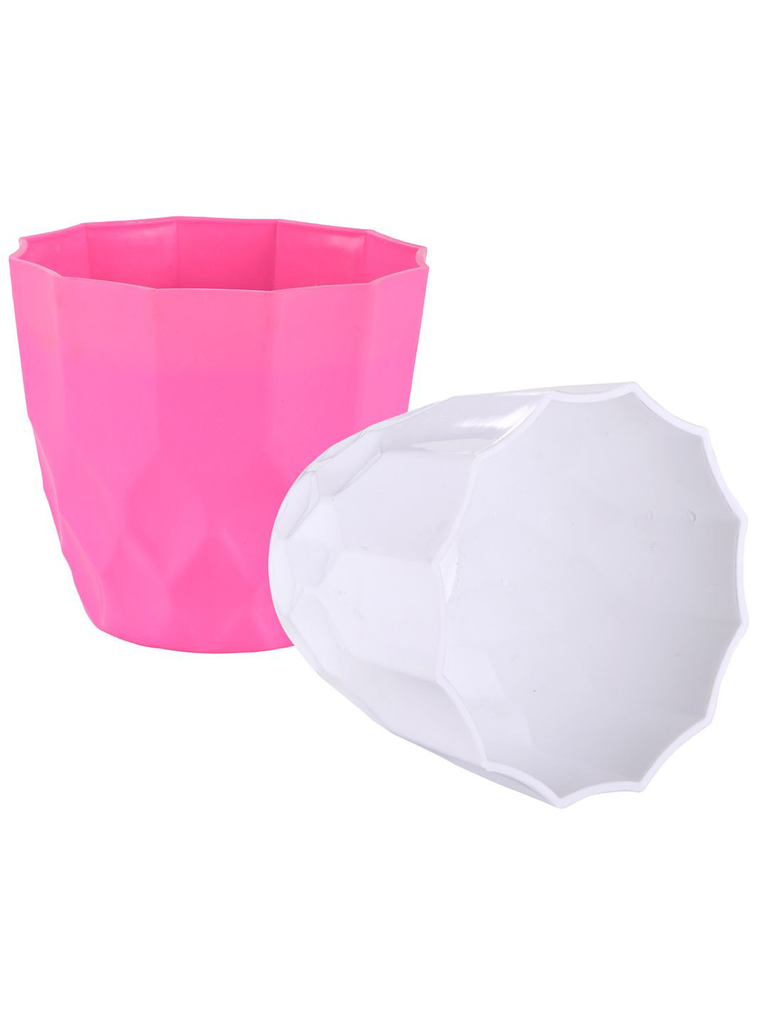 Kuber Industries Pink & White 2 Pieces Barfi Pattern Textured Durable Planters