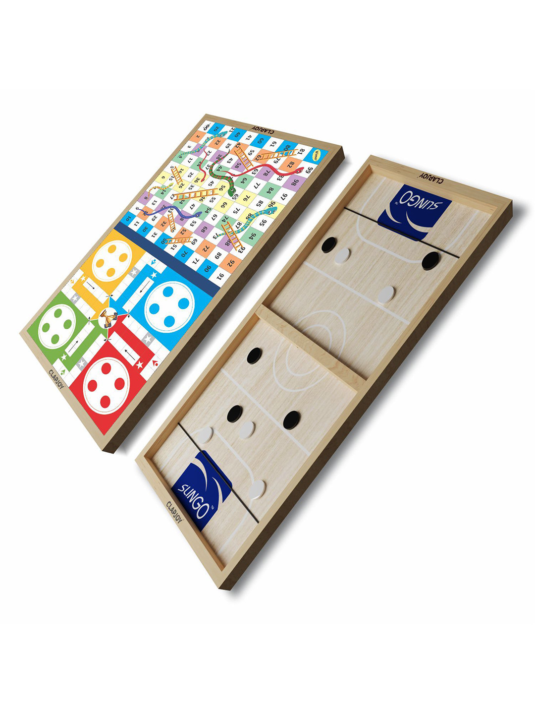 Clapjoy Kids Slingo 3 in 1 Fastest Finger Board Game with Ludo & Snake Ladders