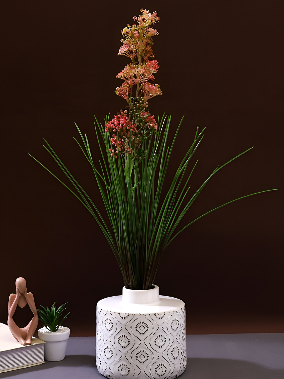 TAYHAA Pink & Green 2 Pieces Rustic Blush Millet Grass Artificial Flower