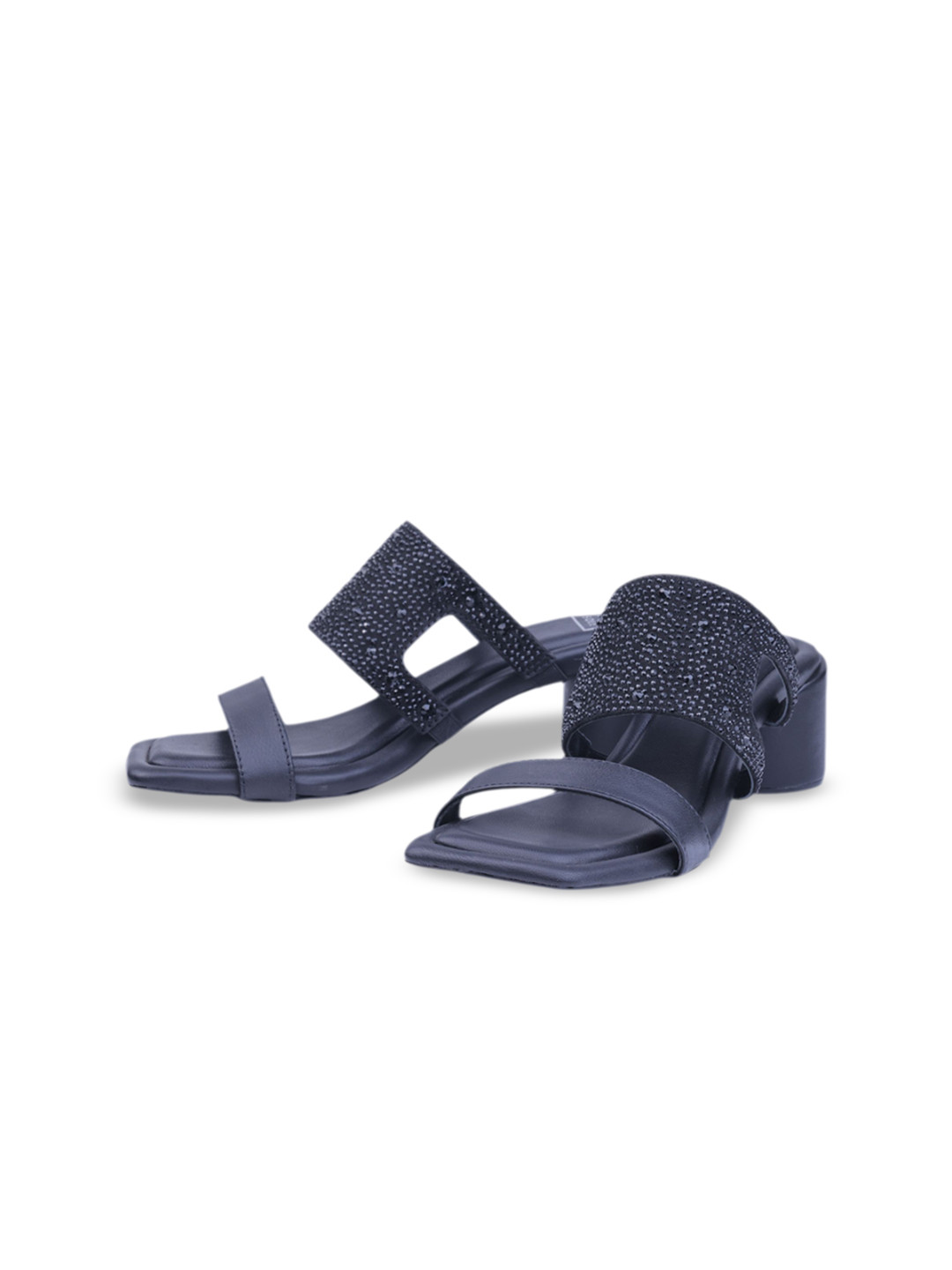 HEEL YOUR SOLE Leather Party Block Sandals With Laser Cuts