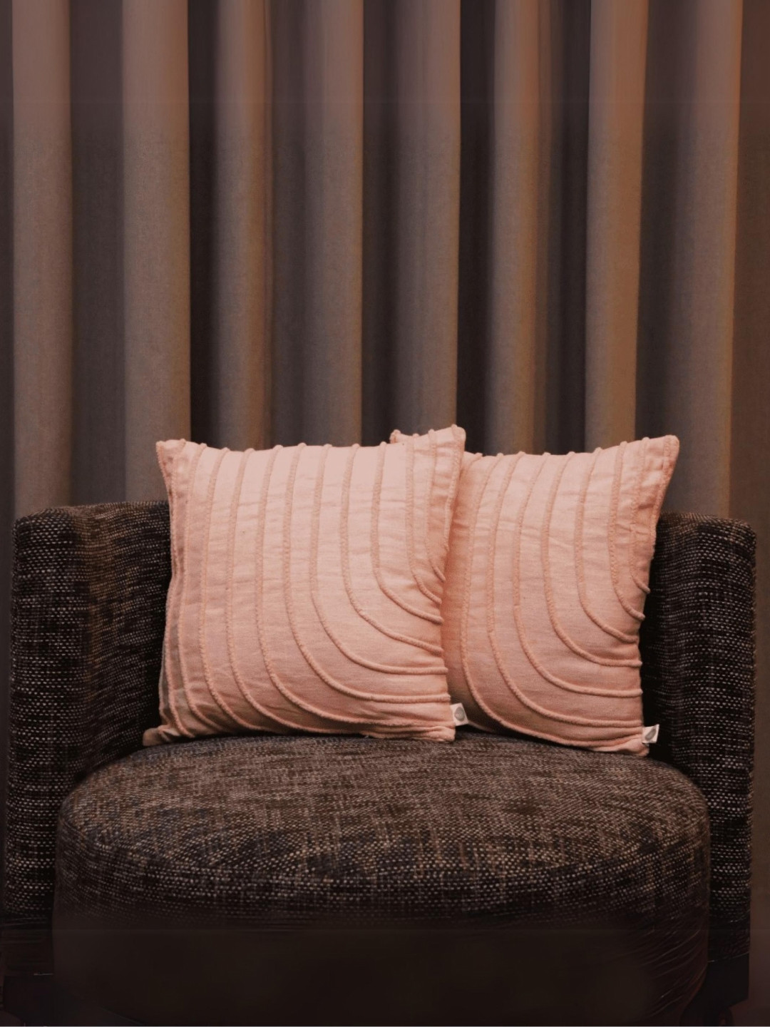 LUSHLYF Tufted Embroidered Cotton 2 Pcs Textured Square Cushion Covers - 15.7 x 15.7 In