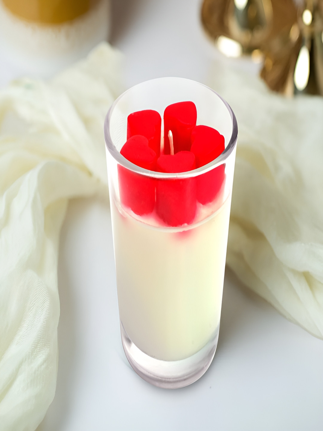 PROKART Shot Glass Heart Topped Scented 1 Wick Scented Solid Regular Jar Candles