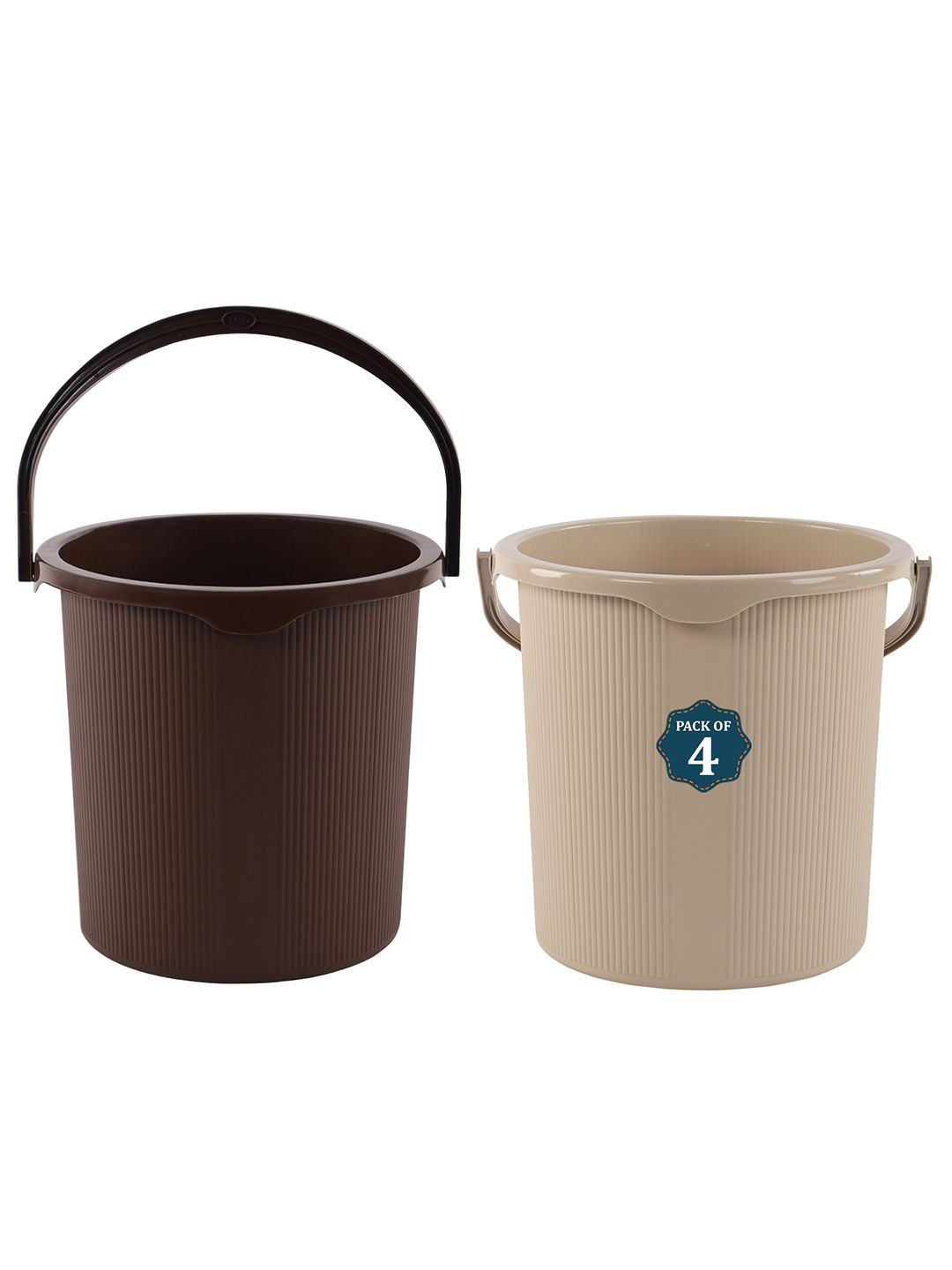 Kuber Industries Magnite Brown & Beige 2 Pieces Striped Bucket 25L