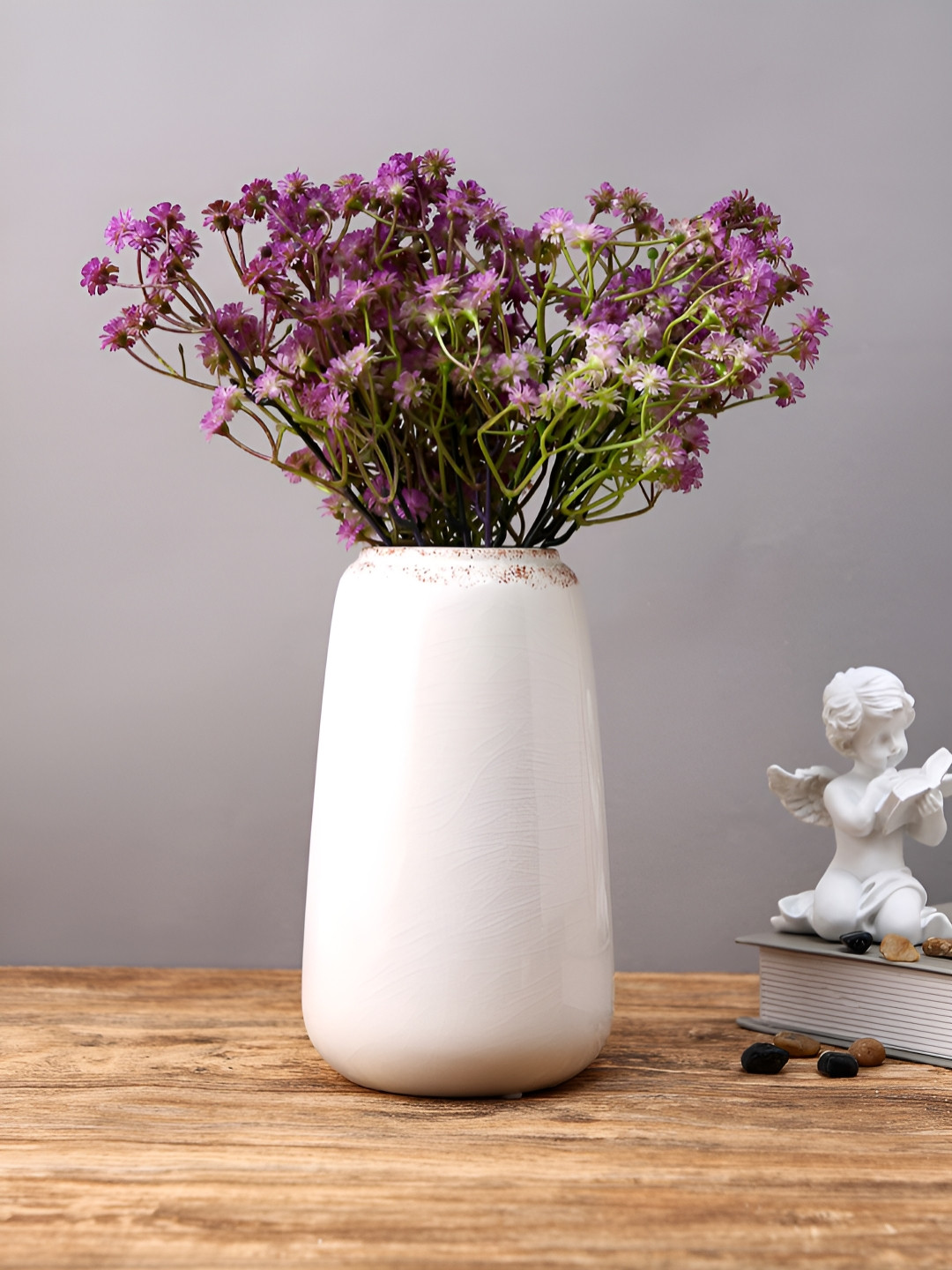 TAYHAA Purple And Green 2 Pieces Bloom Gypsophilia Artificial Flowers