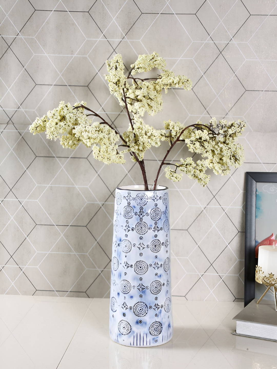 Myntra Elegant Homes White 2 Pieces Alstroemeria Artificial Flowers