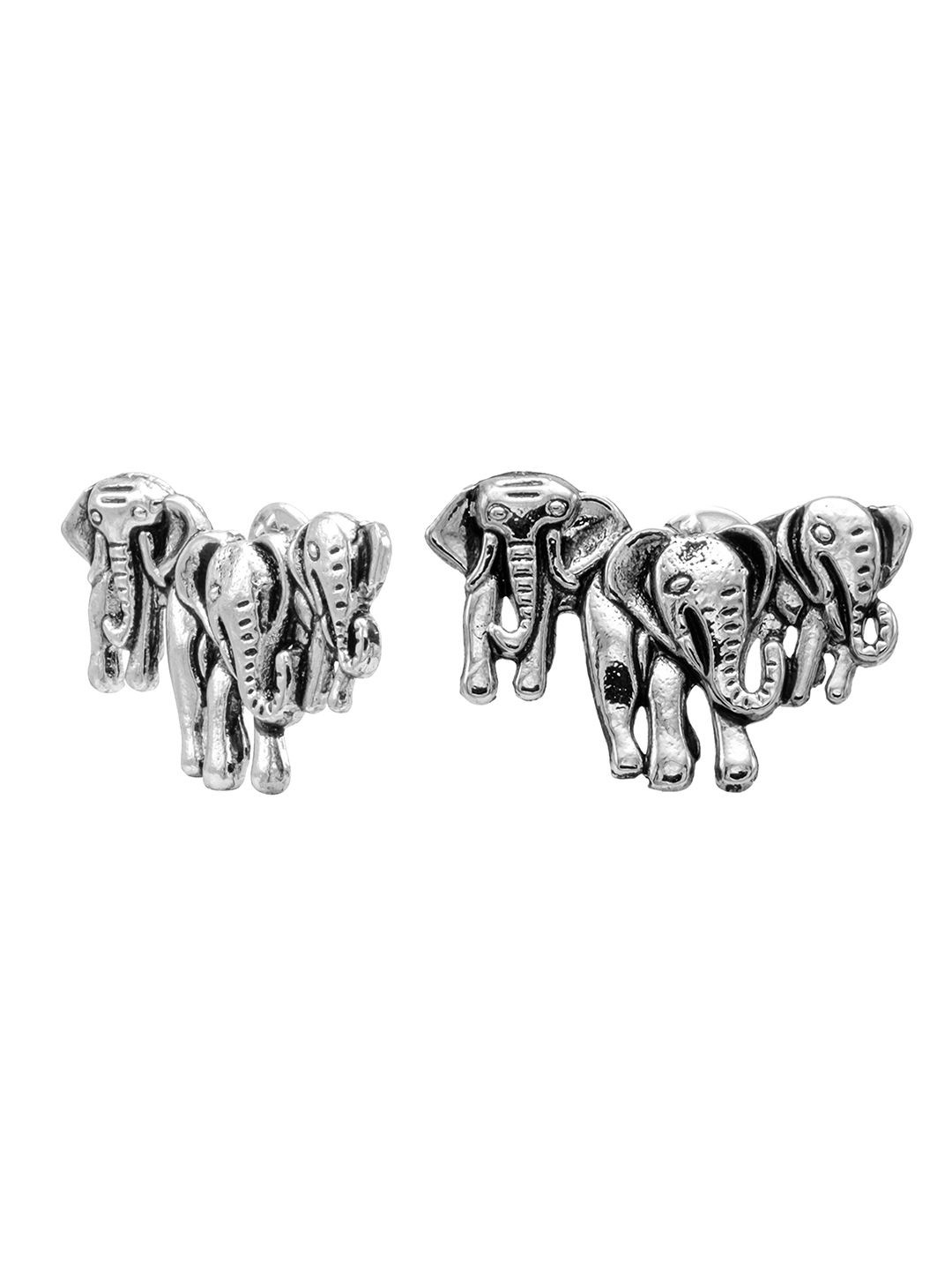 bodha Men Silver-Plated Elephant Family Statement Brooch