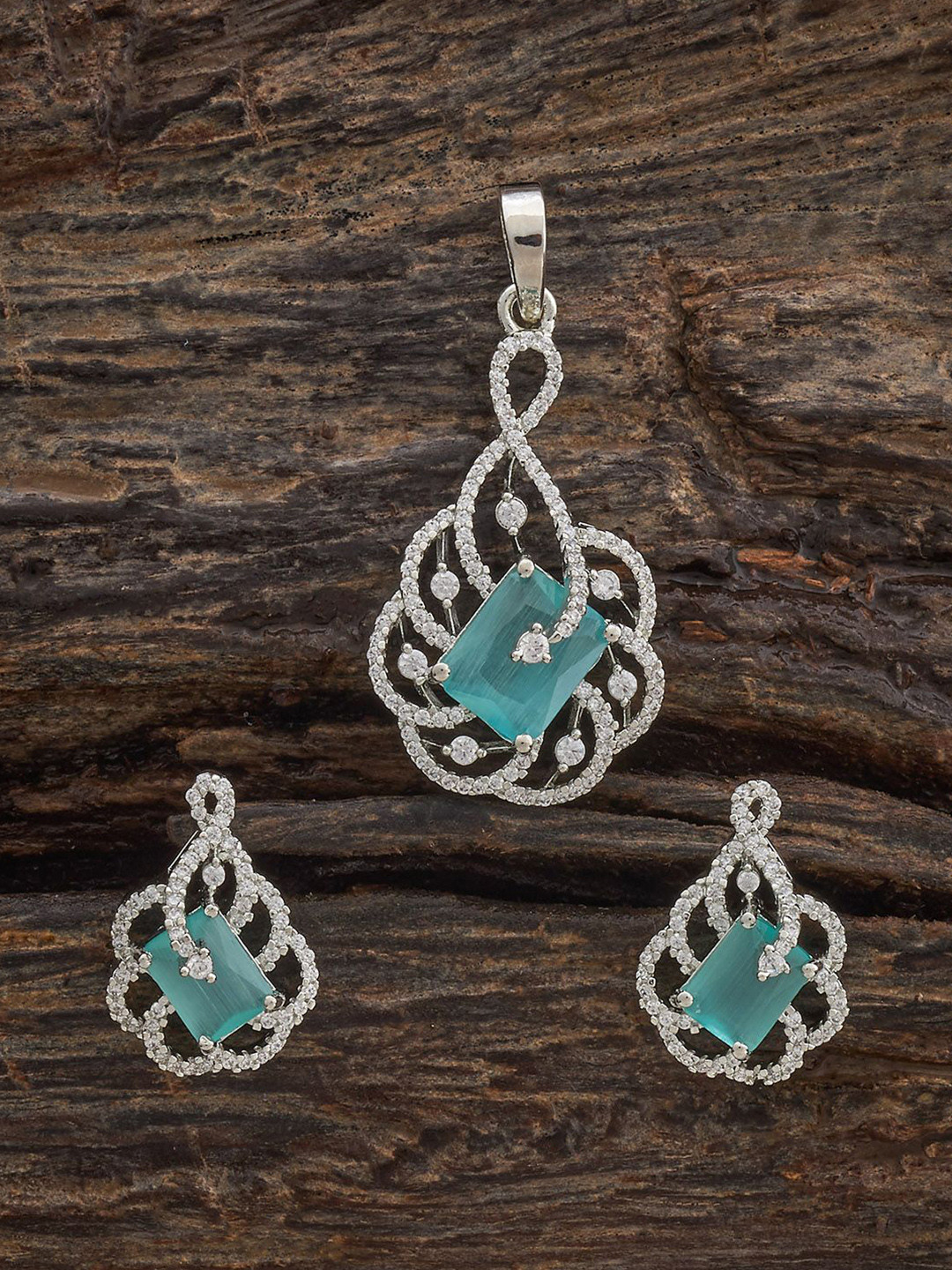 Kushal's Fashion Jewellery Rhodium Gold-Embellished Bridal Zircon Party Tear Earrings