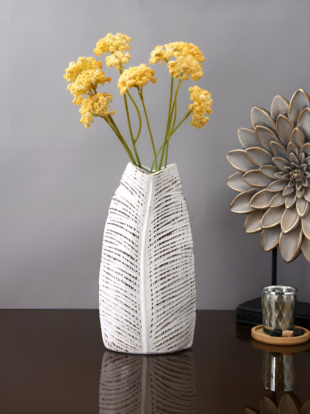 Myntra Elegant Homes Yellow 2 Pieces Statice Artificial Flower