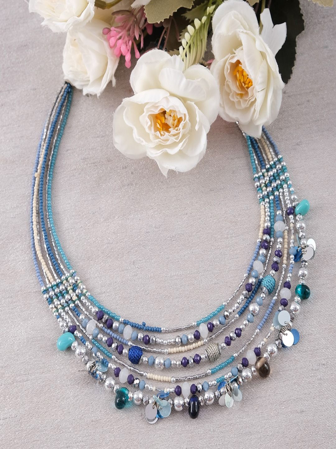 Sangria Bohemian Beaded Multi-Layered Choker Statement Necklace