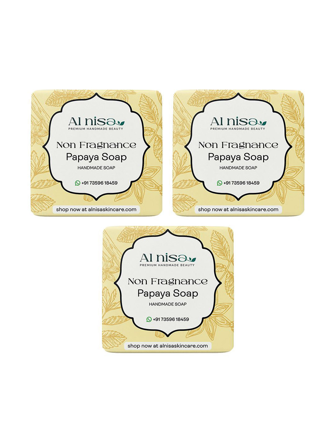 Al Nisa Set Of 3 Papaya Milk Handmade Soap- 100 g Each